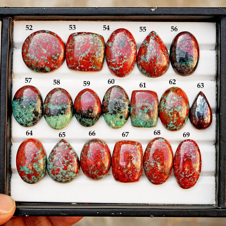 Sonora Sunrise Chrysocolla Cabochon Natural Flat Back Loose Gemstones for Jewelry Making image 6