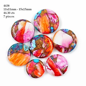 Cabujón liso de turquesa rosa dalia Kingman AAA+, piedras preciosas sueltas redondas para joyería y envoltura de alambre. Cabujones de turquesa rosa ostra espinosa.