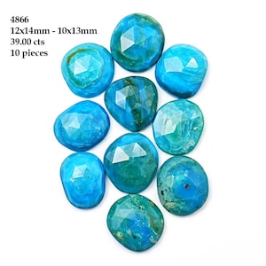 Cabochão de Crisocola Opalizada Peruana Opalina Corte Rosa Livre | Pedra Preciosa Rara para Fabricação de Joias | Pedra de Cura Azul-esverdeada