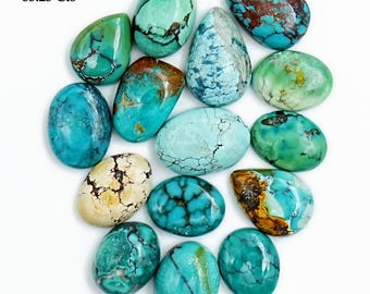 Natural Tibetan Turquoise Cabochon Gemstone for Jewelry Making, Pendant, Ring - Oval Round Pear 6mm to 20mm Turquoise Cabs - Wholesale Lot