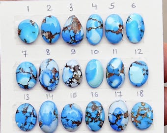 Cabujones de turquesa Golden Hills, piedras preciosas sueltas naturales de base plana para la fabricación de joyas.