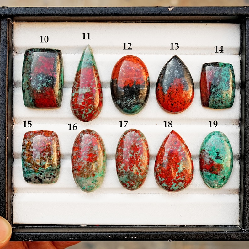 Sonora Sunrise Chrysocolla Cabochon Natural Flat Back Loose Gemstones for Jewelry Making image 2