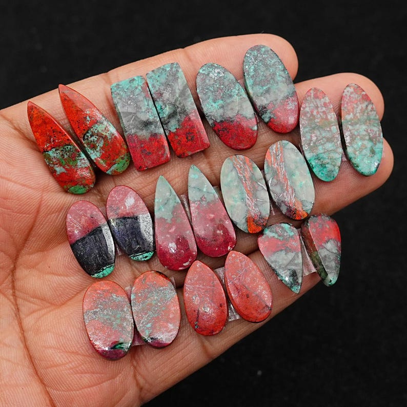 Sonora Sunrise Chrysocolla Cabochon Pairs: Natural Flatback Loose Gemstones for Jewelry Making image 12