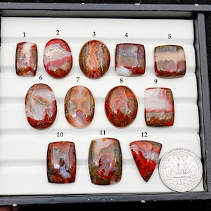 Natural Moroccan Seam Agate Smooth Cabochon Rare Crystal - Polished Gemstone 12mm - 34mm Mix Shape Flat Back Gemstone for making jewelry