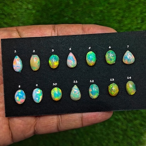 Cabochão de opala etíope natural de alta qualidade, pedra preciosa de formato misto para anel, cristal de cura, pedra preciosa para brincar com fogo, pedra de nascimento de outubro, anel