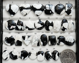 White Buffalo Turquoise Cabochon Natural Flat Back Loose Gemstones for Jewelry Making