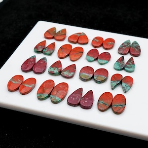 Sonora Sunrise Chrysocolla Cabochon Pairs: Natural Flatback Loose Gemstones for Jewelry Making image 4