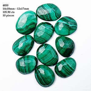 Top Grade Quality Natural Malachite Free Form Shape Cabochon Flat Back Calibrated Wholesale Gemstones, Genius Malachite Rose Cut Gemstone