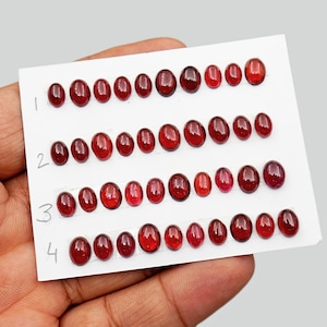 Cabochão oval de granada vermelha natural de qualidade AAA+ para fazer joias e anéis, cabochões de granada de Moçambique