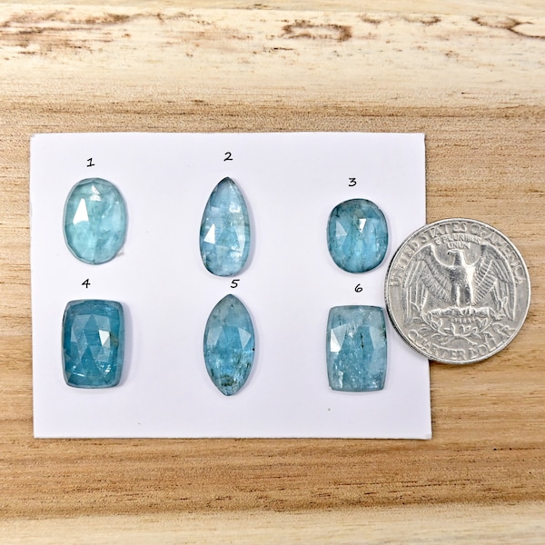 1 Pc Rose cut Kyanite Gemstone, Paraiba Aqua Kyanite Rosecut Cabochon, Loose Gemstone, Flat Back Kyanite or Jewelry