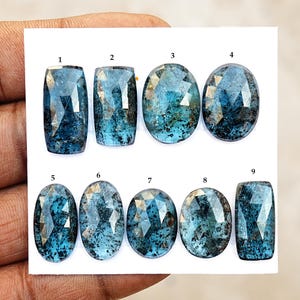 Teal Kyanite Cabochon Rose Cut Kyanite Natural Flatback Loose Gemstones Jewelry Making