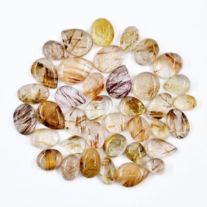 Quartzo rutilo rutilado natural dourado e cobre, pedra preciosa genuína natural de grau AAA, pedra de cura para equilíbrio energético, cristal de meditação