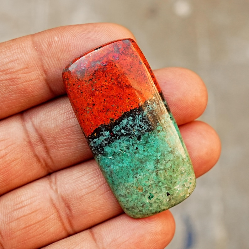 Sonora Sunrise Chrysocolla Cabochon Natural Flat Back Loose Gemstones for Jewelry Making 70. 50x25x5mm 67cts
