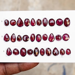 Cabochon de grenat rhodolite naturel taillé en rose, dos plat, pierres précieuses en vrac pour la fabrication de bijoux