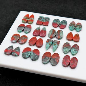 Sonora Sunrise Chrysocolla Cabochon Pairs: Natural Flatback Loose Gemstones for Jewelry Making image 8
