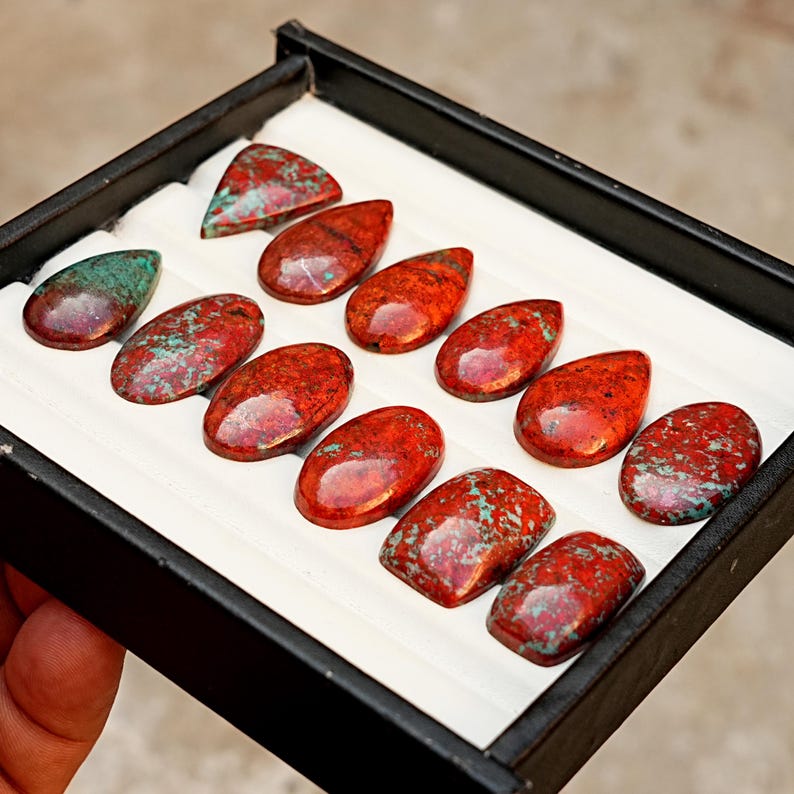 Sonora Sunrise Chrysocolla Cabochon Natural Flat Back Loose Gemstones for Jewelry Making image 11