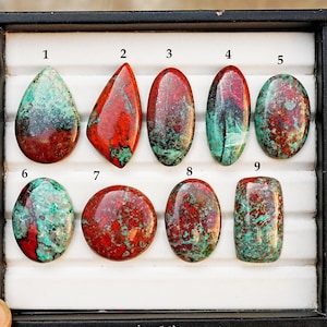 Sonora Sunrise Chrysocolla Cabochon Natural Flat Back Loose Gemstones for Jewelry Making image 1