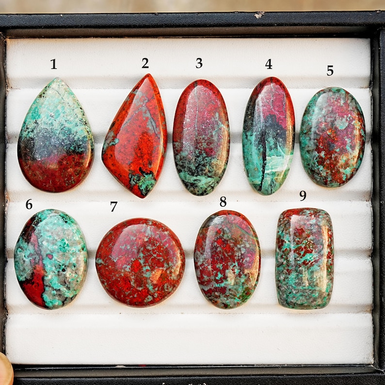 Sonora Sunrise Chrysocolla Cabochon Natural Flat Back Loose Gemstones for Jewelry Making image 1