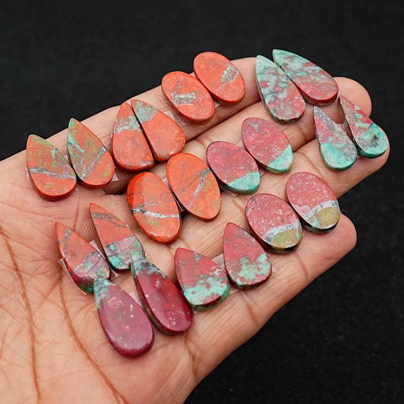 Sonora Sunrise Chrysocolla Cabochon Pairs: Natural Flatback Loose Gemstones for Jewelry Making image 7