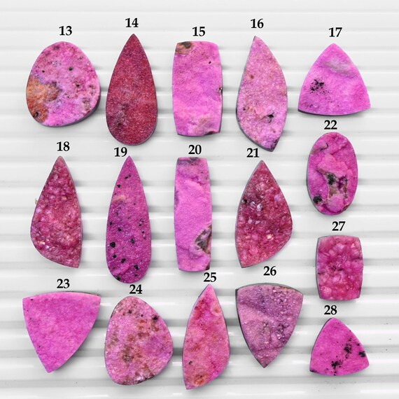 Pink Cobalto Calcite Druzy Cabochon Flatback Loose Gemstones for Jewelry Making