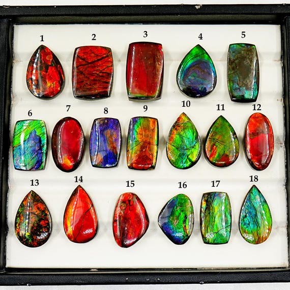 Canadian Ammolite Cabochon: Ammolite Natural Flatback Loose Gemstones for Jewelry Making