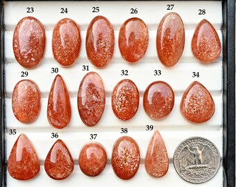 Cabochon en pierre de soleil naturelle : pierres précieuses en vrac à dos plat en pierre de soleil pour la fabrication de bijoux