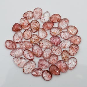 Lot de gros cabochons de quartz fraise taille rose pour bagues de pierres précieuses pour la fabrication de bijoux et emballage de fil de pierres précieuses pour bagues