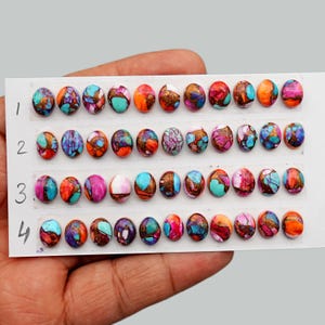 1 Streifen Natürliche Kingman Mohave Pink Dahlie Türkis Cabs, Natürliche Pink Spiny Oyster Türkis Edelstein Pink Dalhia für die Schmuckherstellung