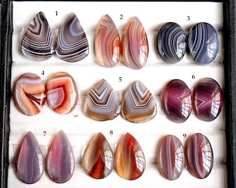 Natural Lake Superior Agate Cabochon Botswana Agate Flatback Loose Gemstones for Jewelry Making