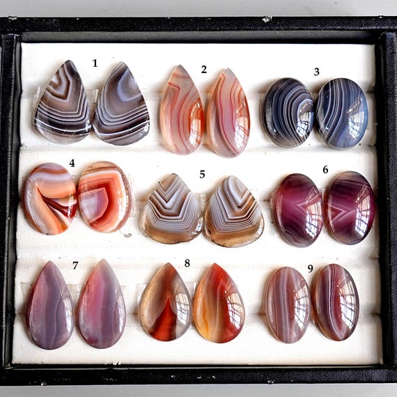 Natural Lake Superior Agate Cabochon Botswana Agate Flatback Loose Gemstones for Jewelry Making
