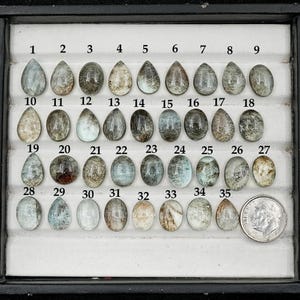 Moss Aquamarine Cabochon: Aquamarine Natural Flatback Loose Gemstones for Jewelry Making