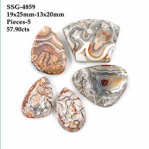 Cabochão de ágata natural com renda louca, lote de atacado, cabochão de ágata com renda louca, pedra preciosa solta para fabricação de joias
