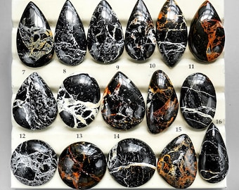 Cabujón de turquesa de búfalo de hierro: piedras preciosas sueltas naturales de base plana de calidad AAA+ para la fabricación de joyas.