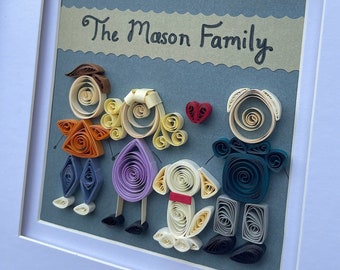 Custom Characters - Family Portrait - Squad Pic - Cute Couple - Avatar Wall Decor - Character Art - People Paper Quilling - 3D Family Art