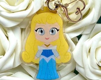 Chibi Princess Aurora Acrylic Keychain - Blue Dress