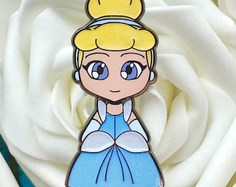 Chibi Cinderella Fantasy Enamel Pin - Blue Dress