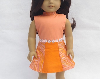Peach and Orange Collared Dress for 18in Dolls