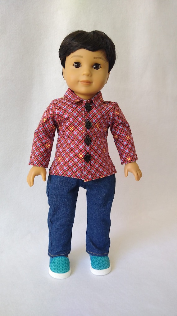 Red Summer Shirt for 18in Boy Dolls