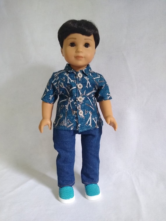 Blue and Grey Tools Shirt for 18in Dolls