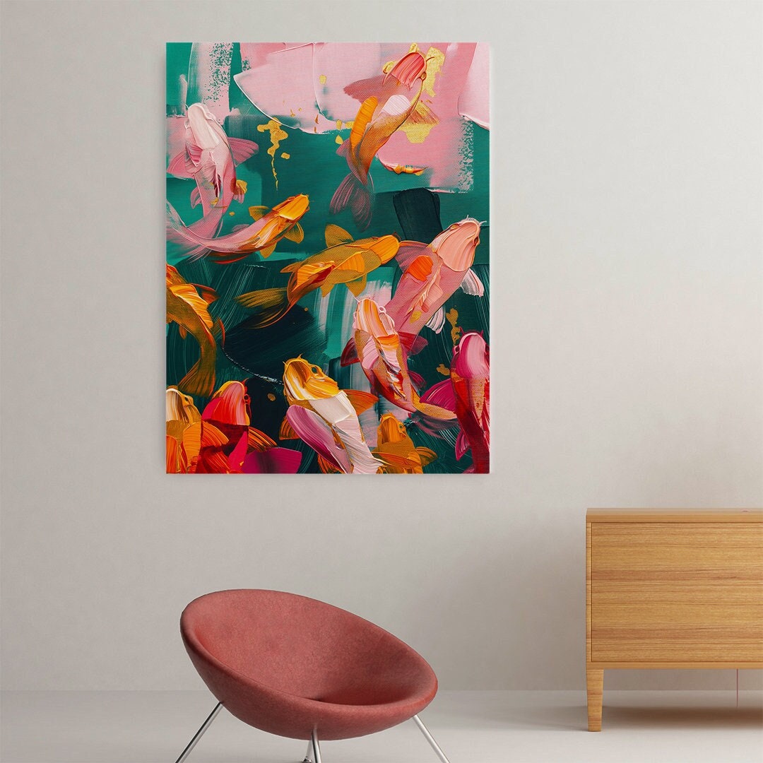 Zen Wall Art Koi Fish Canvas Print High Gloss Acrylic Modern Art - Etsy