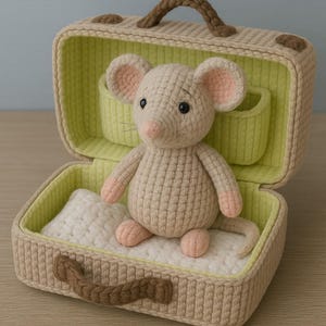 Schema all'uncinetto per amigurumi "Topolino in valigia" - Peluche e accessori in PDF
