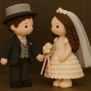 Braut und Bräutigam Häkelanleitung: DIY Hochzeitspaar Amigurumi (PDF Download