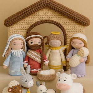 Handgemaakt patroon kerststal - grillig amigurumi-kerstdecor