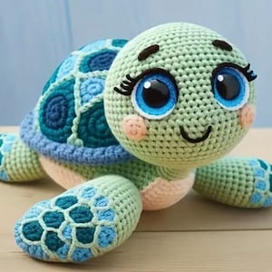 Adorabile modello di tartaruga amigurumi all'uncinetto - Peluche morbido e strutturato con guscio dettagliato