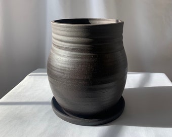 Raw Black Clay Planters