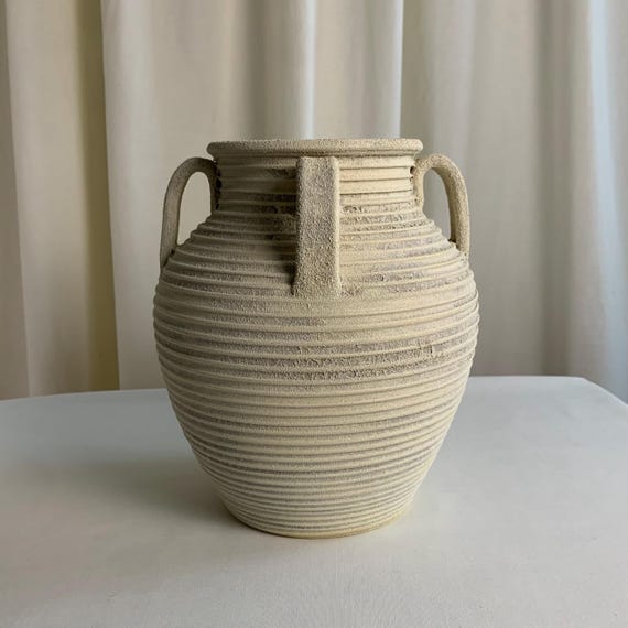 Stone-glazed Ridged Ceramic Amphora Vase - Etsy Israel