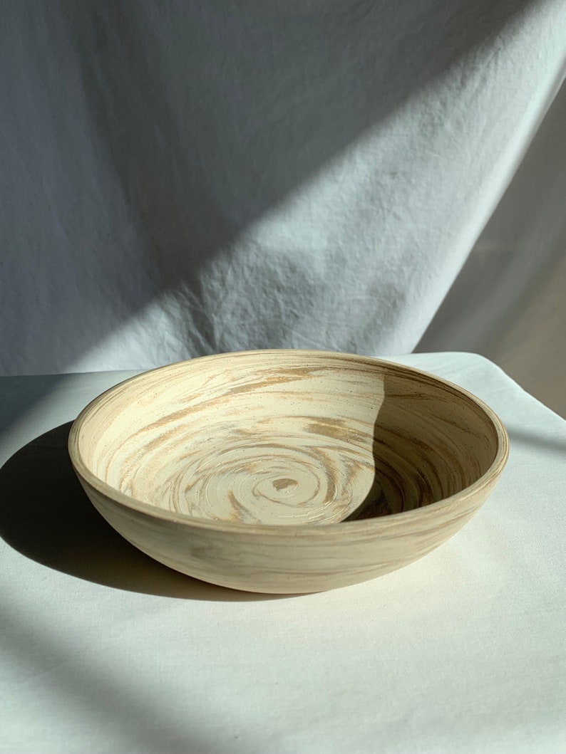 Raw Brown & White Marbled Clay Dish image 1