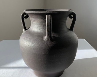 Black Magma Four-Armed Amphora Vase
