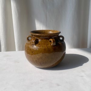 Amber Glass Six-Armed Amphora Vase