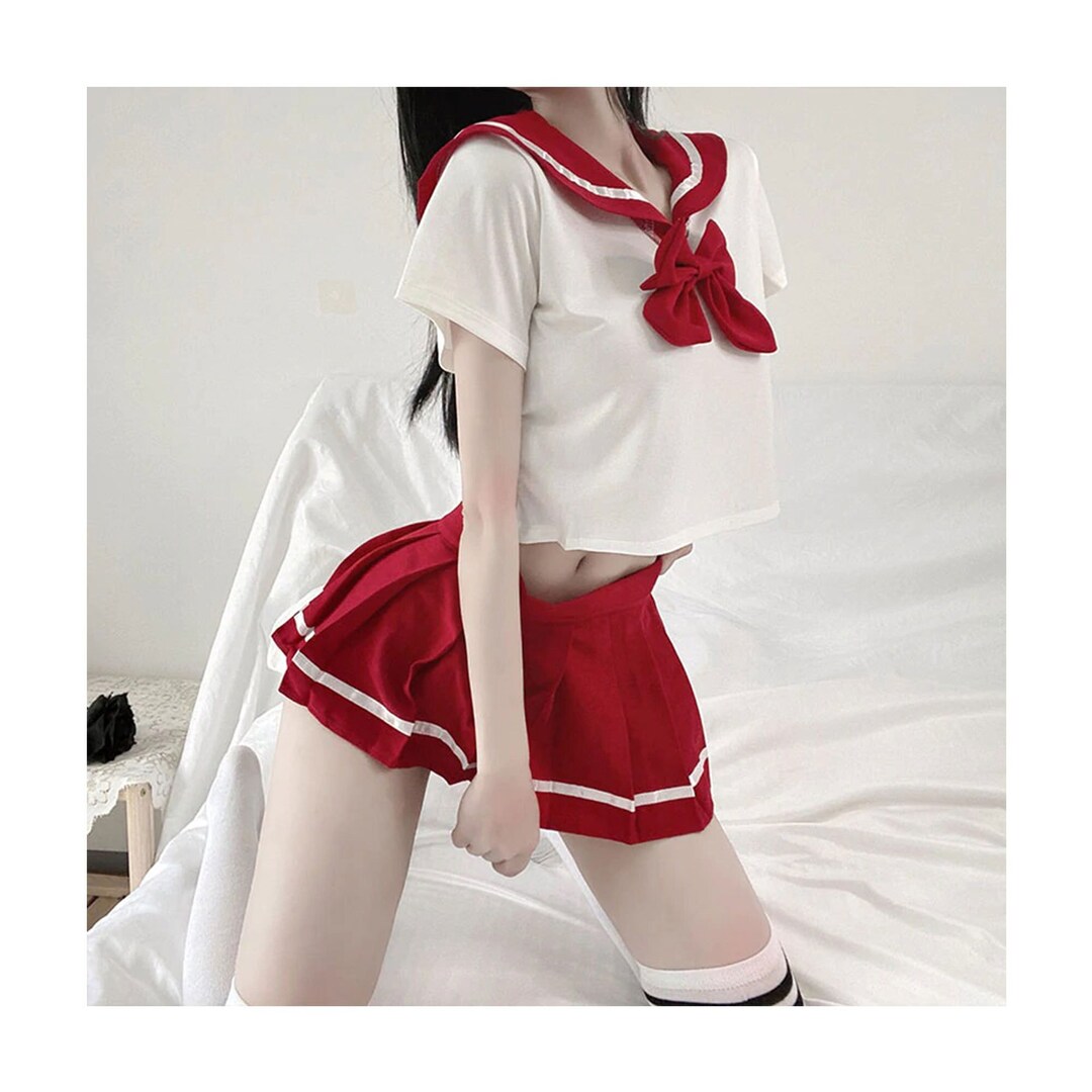 Japanese Korean School Girl Outfit - Student Uniform Sexy Cosplay Costume - Sexy Pajamas - Full 4 Piece Set - 3 Colours Available